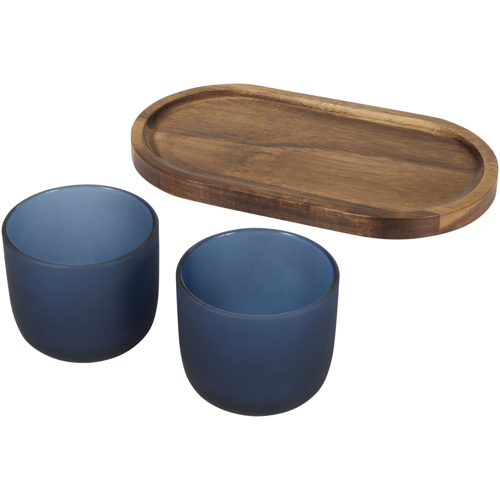 Advertising Glasses & Carafes - Male wooden serving tray and glass cups with matt finish set - 3