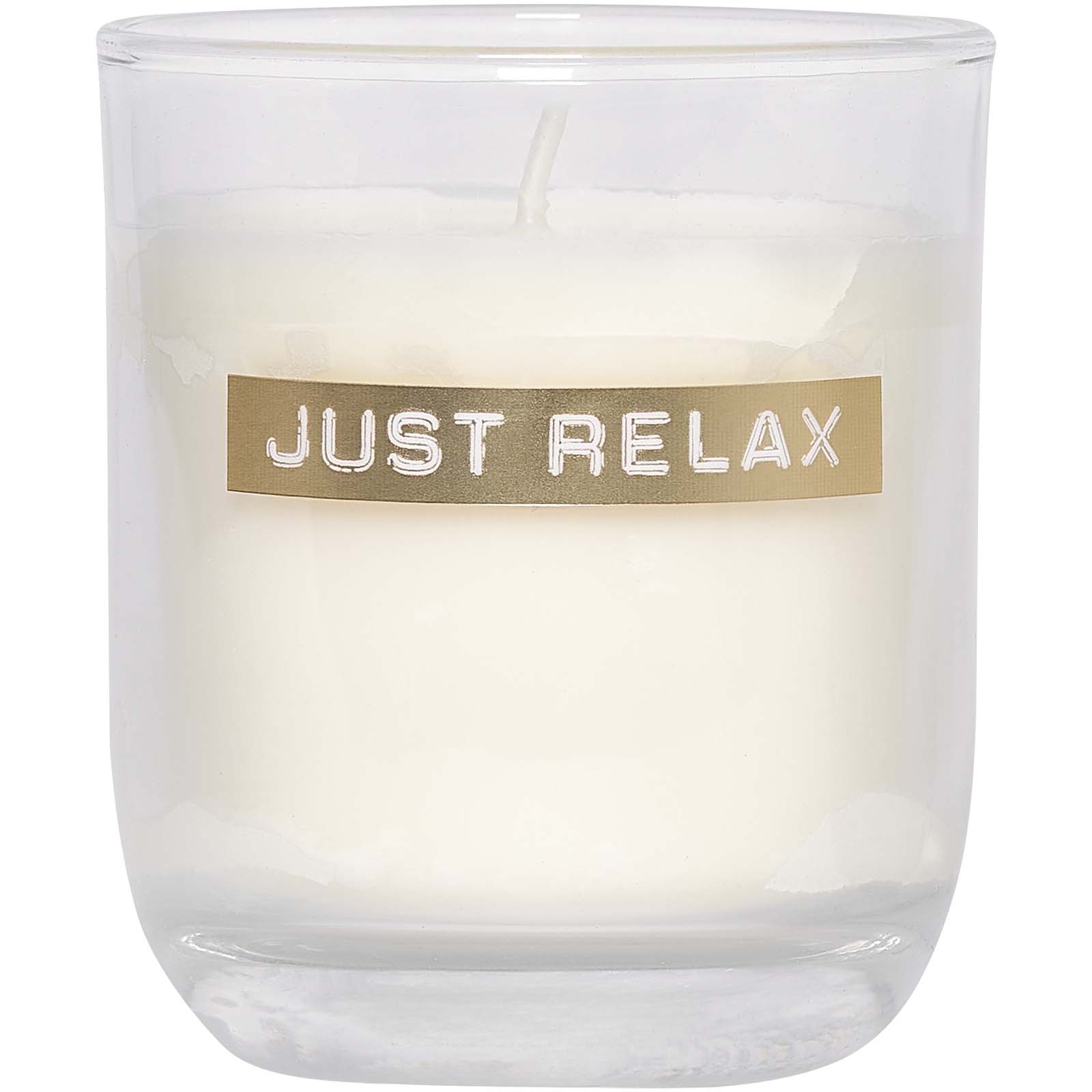 Accessoires pour la maison publicitaires - Distributeur de savon pour les mains de 250 ml et ensemble de bougies parfumées de 150 g Wellmark Discovery- parfum linge frais - 1