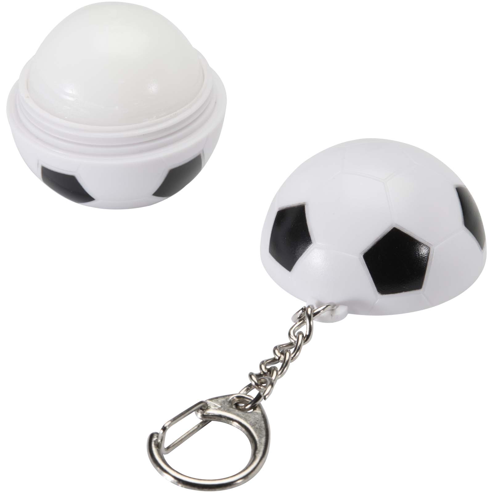 Baumes à lèvres publicitaires - Baume à lèvres vanille en forme de ballon de football Rami avec FPS 15 et porte-clés