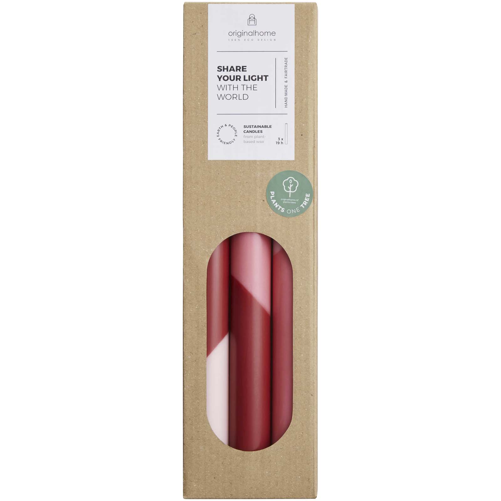 Accessoires pour la maison publicitaires - Bougies à rayures diagonales Originalhome Eden par lot de 3 - 1