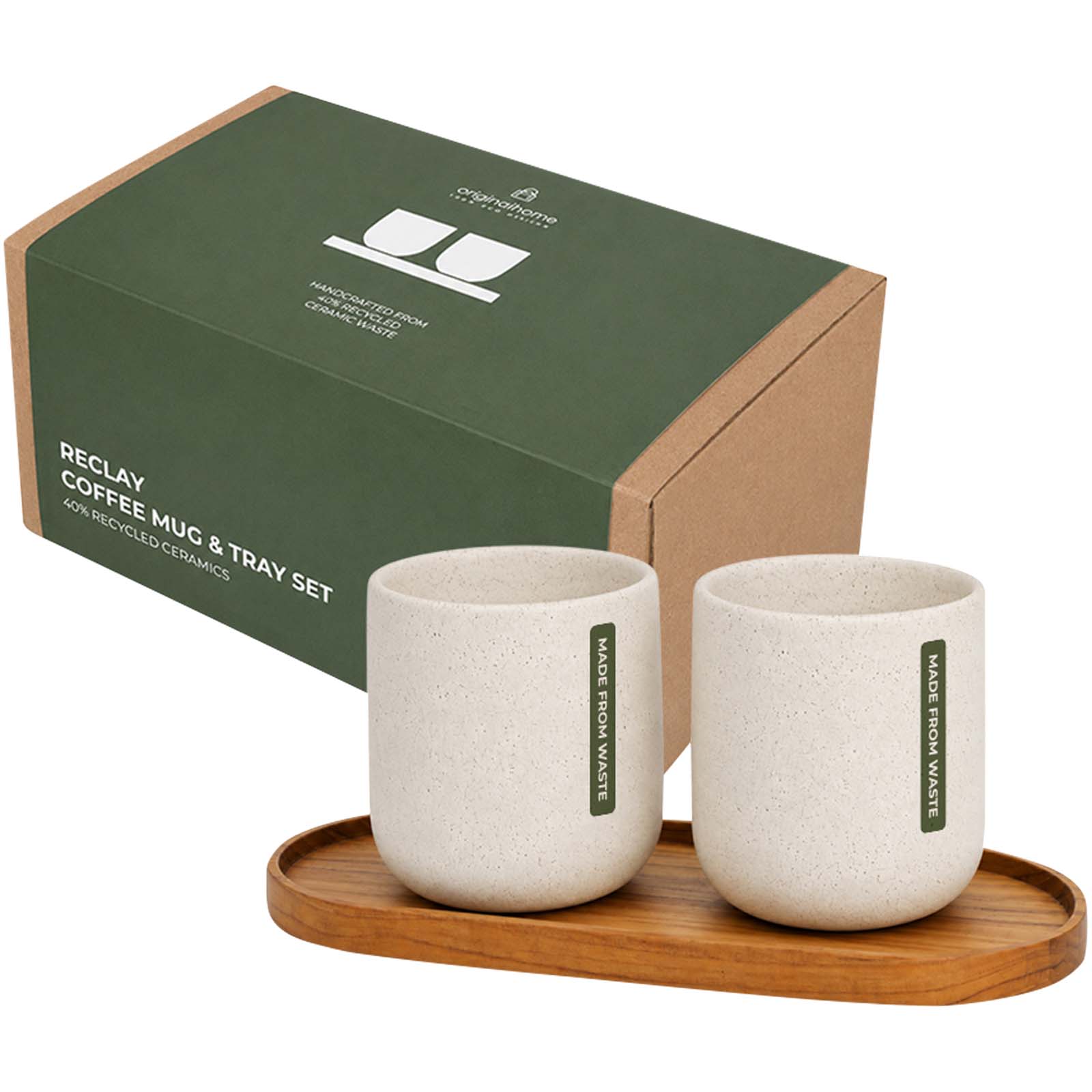 Ensemble Originalhome composé d'un plateau ovale en bois et d'un mug en céramique de 150 ml