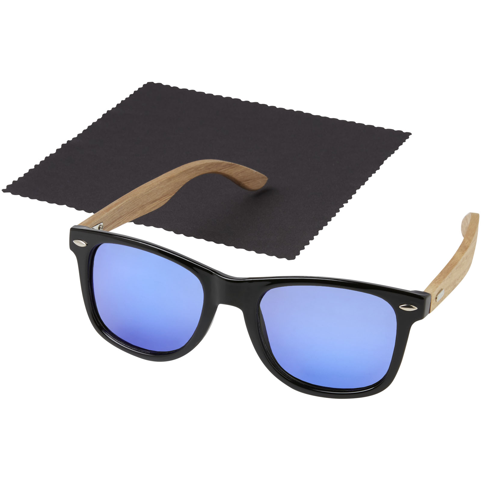 Lunettes de soleil publicitaires - Lunettes de soleil polarisées miroir Hiru en rPET/bois dans coffret cadeau - 3