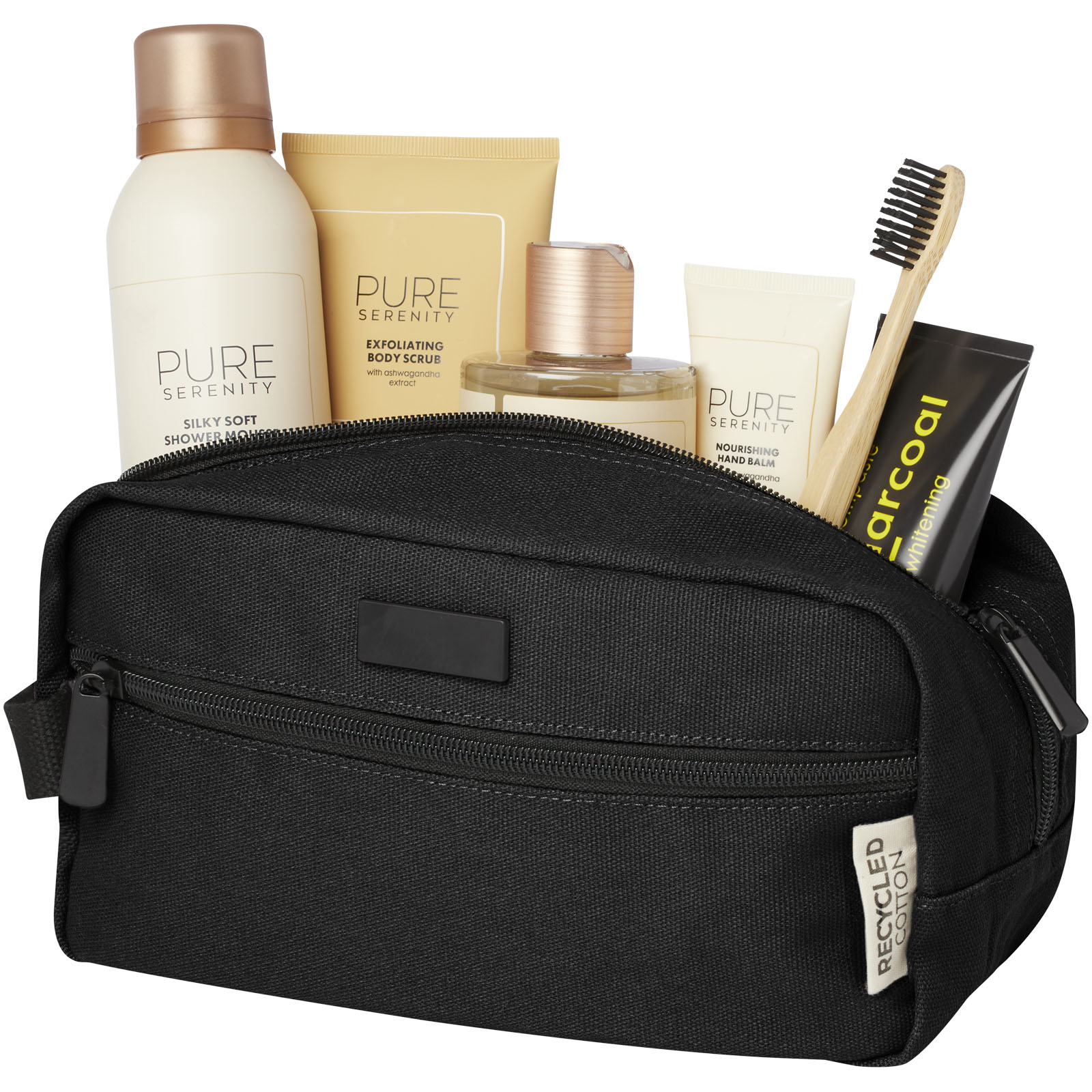 Trousses de toilette publicitaires - Pochette pour accessoires de voyage Joey de 3,5 L en toile recyclée certifiée GRS - 4