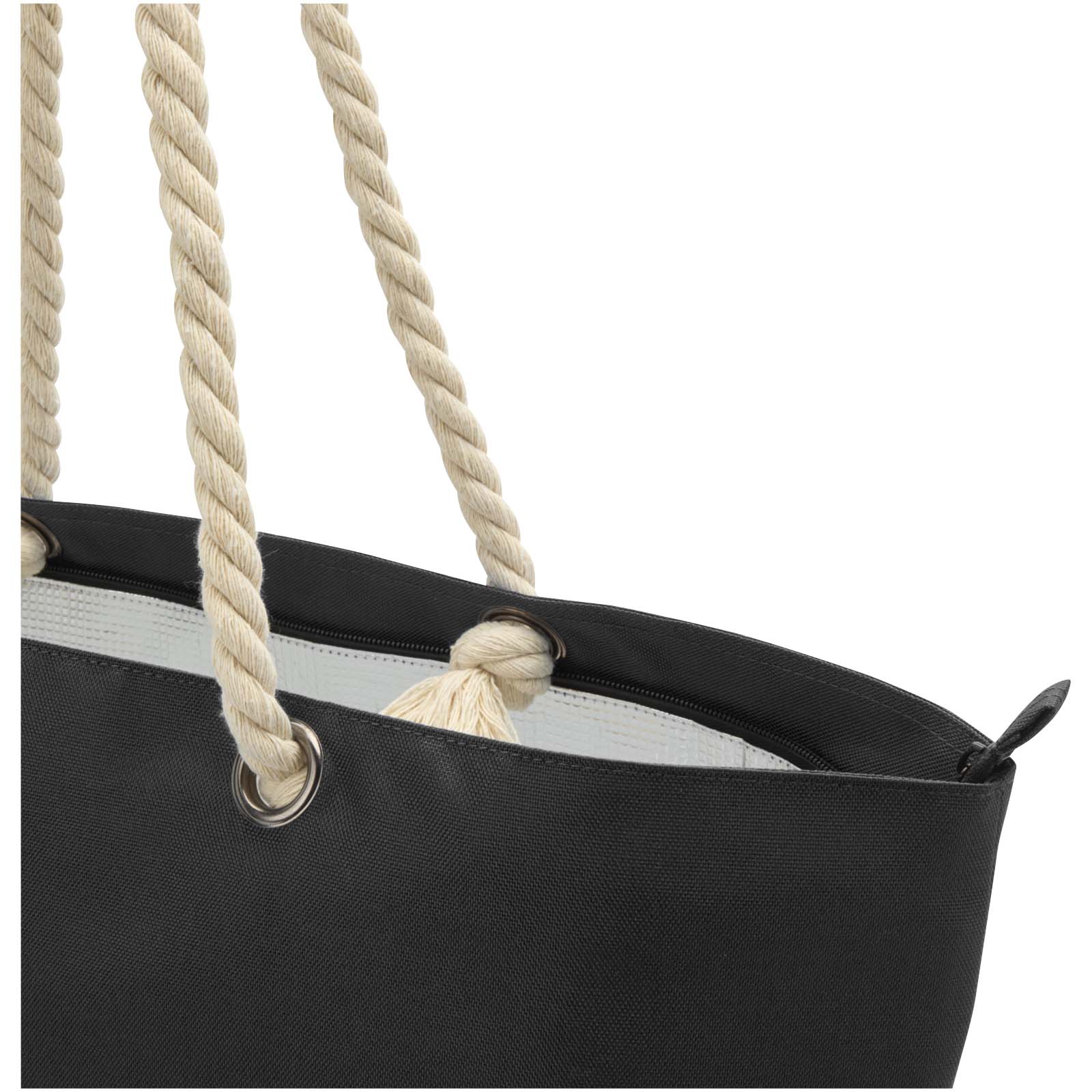 Sacs isothermes publicitaires - Sac shopping Panama recyclé GRS isotherme de plage avec poignées en cordelette 23L - 5
