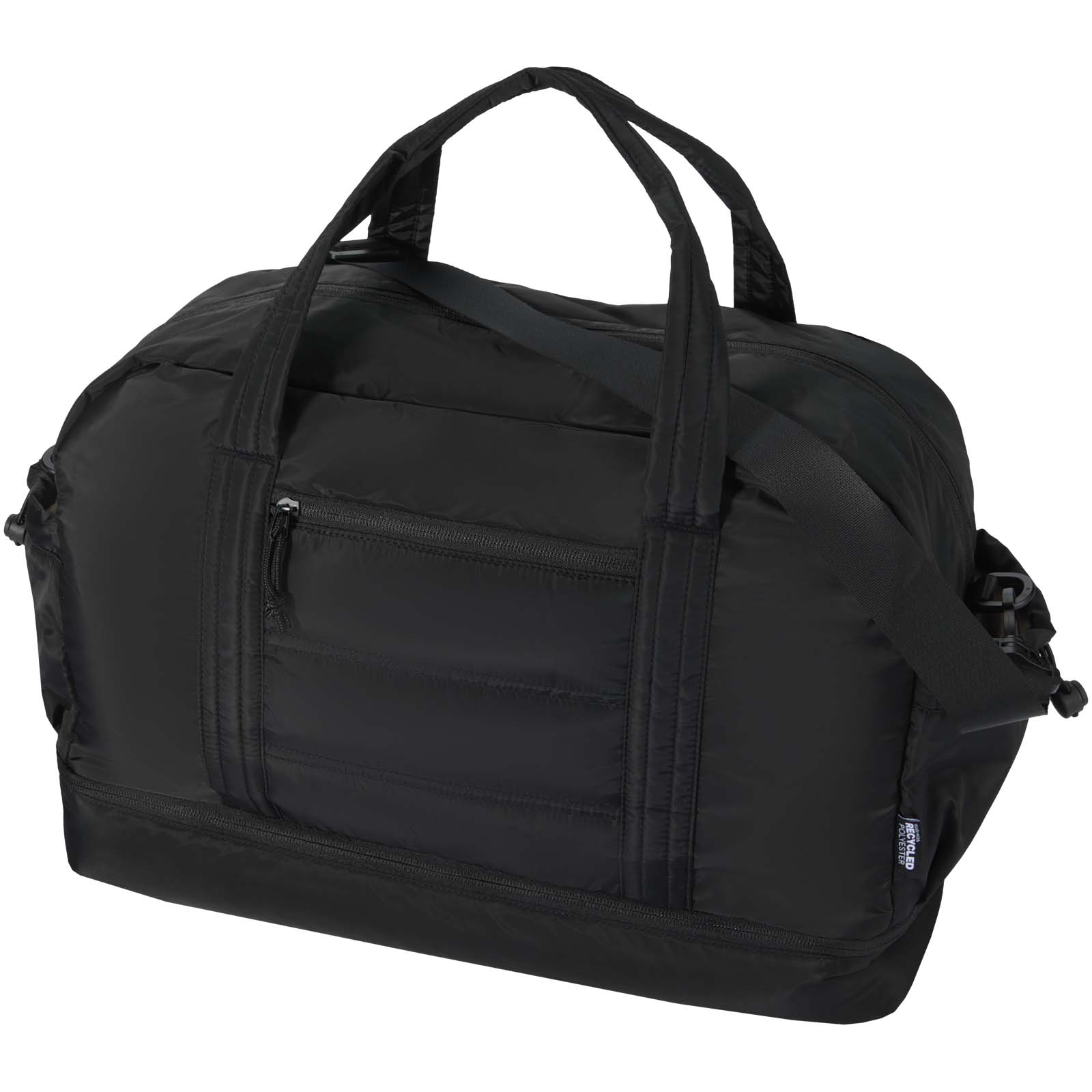 Advertising Travel bags - Puffer GRS recycled duffel bag with insulated bottom 30L