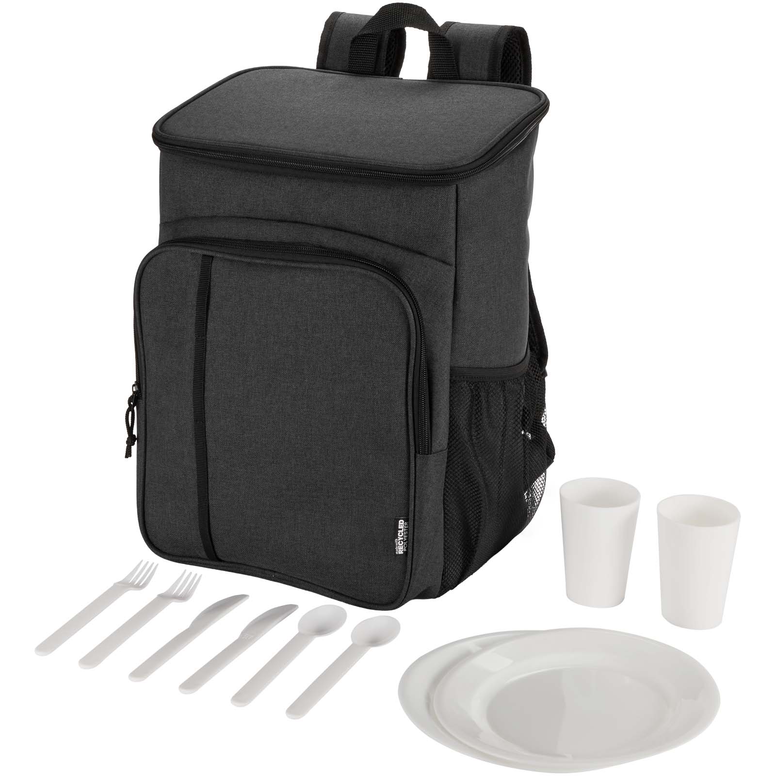 Advertising Cooler bags - Tundra GRS recycled picnic cooler backpack with cutlery set 20L - 3