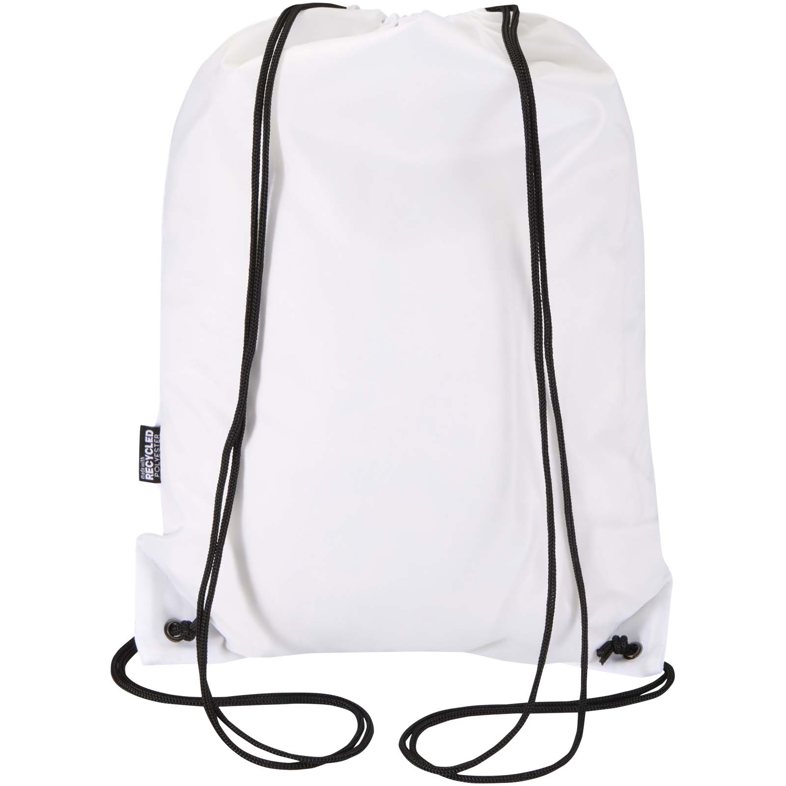 Sacs à dos ficelle publicitaires - Sac à cordon Oriole en RPET avec poche avant zippée, 5 L - 2