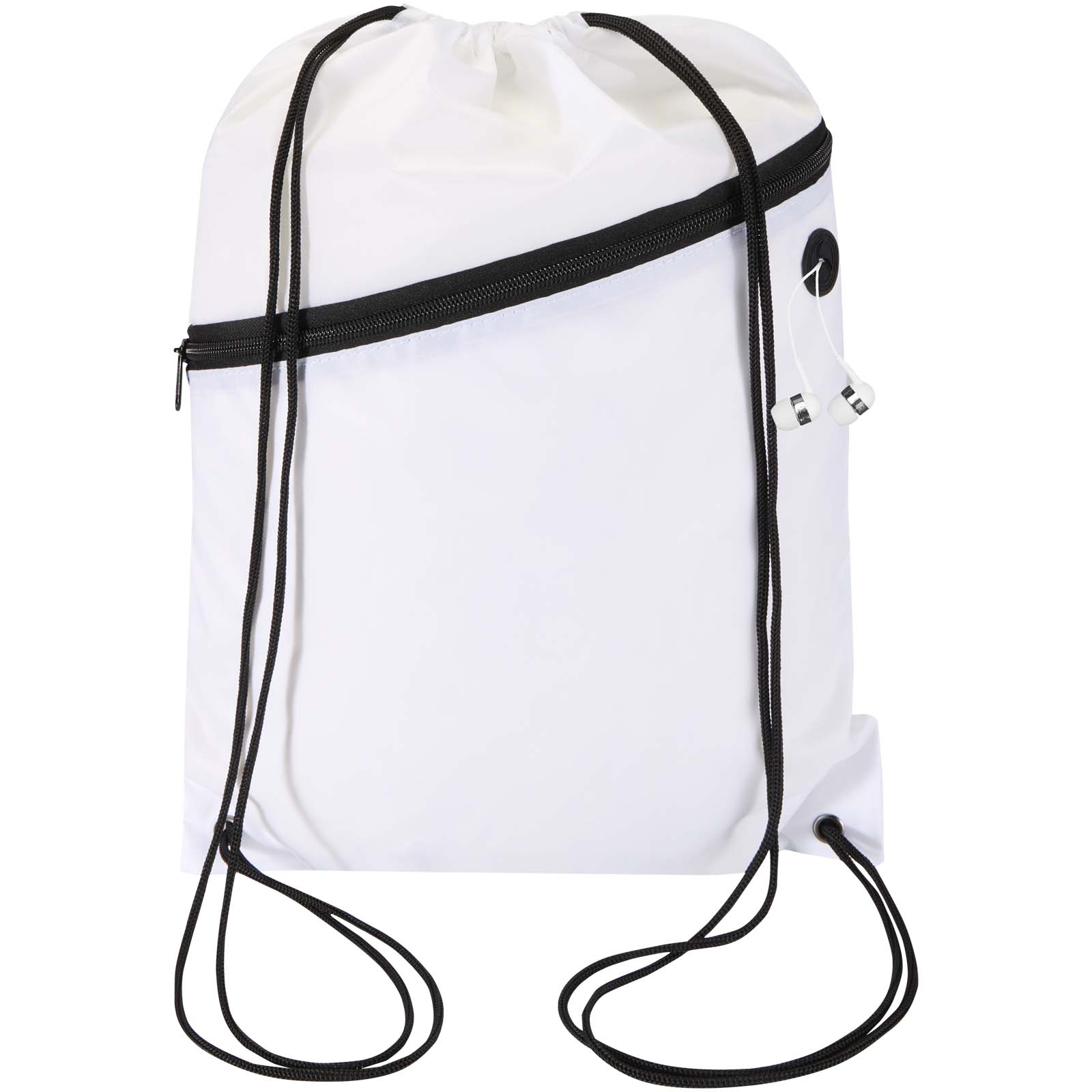 Sacs à dos ficelle publicitaires - Sac à cordon Oriole en RPET avec poche avant zippée, 5 L - 3