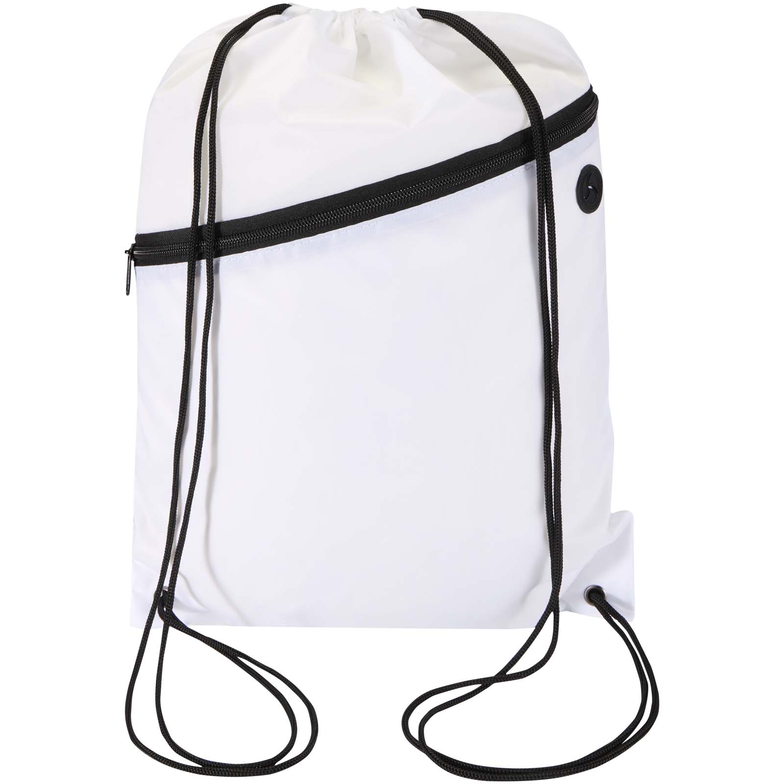 Sacs à dos ficelle publicitaires - Sac à cordon Oriole en RPET avec poche avant zippée, 5 L - 1