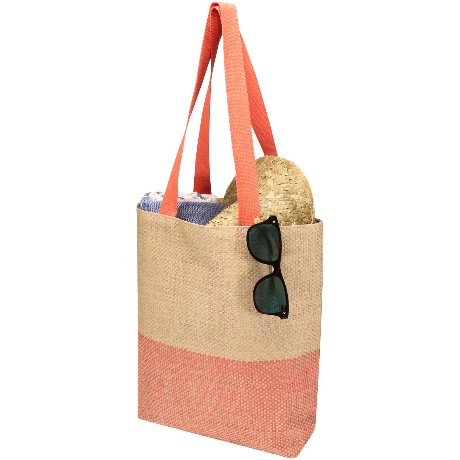 Sacs de shopping publicitaires - Sac fourre-tout en papier paille Rhythm, 10 L - 2