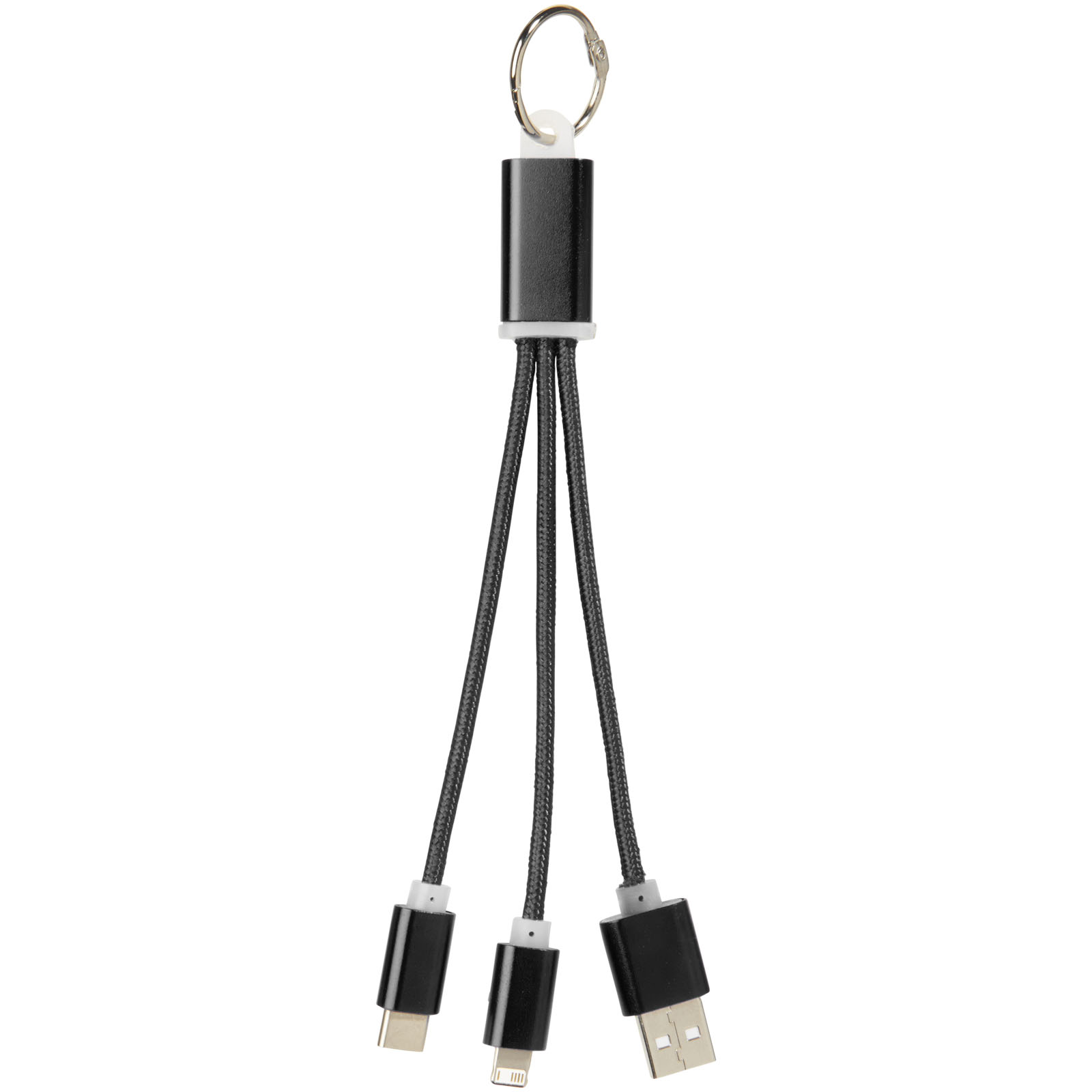 Advertising Cables - Metal 3-in-1 charging cable with keychain - 1