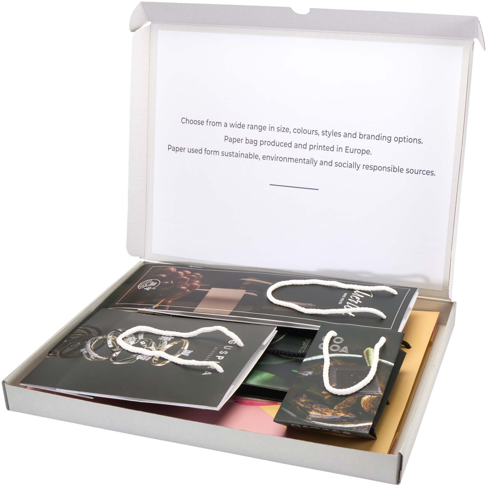 Sacs en papier publicitaires - Boîte d'échantillons de sacs en papier integra faits à la main - 1