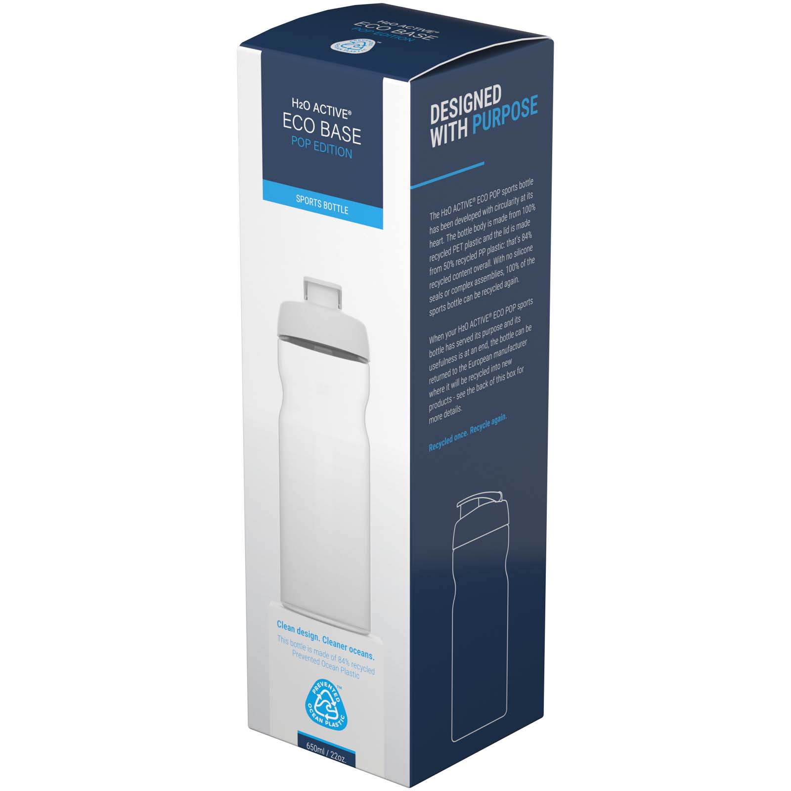 Bouteilles de sport publicitaires - Bouteille de sport H2O Active® Eco POP Base 650ml avec couvercle à bascule - 1