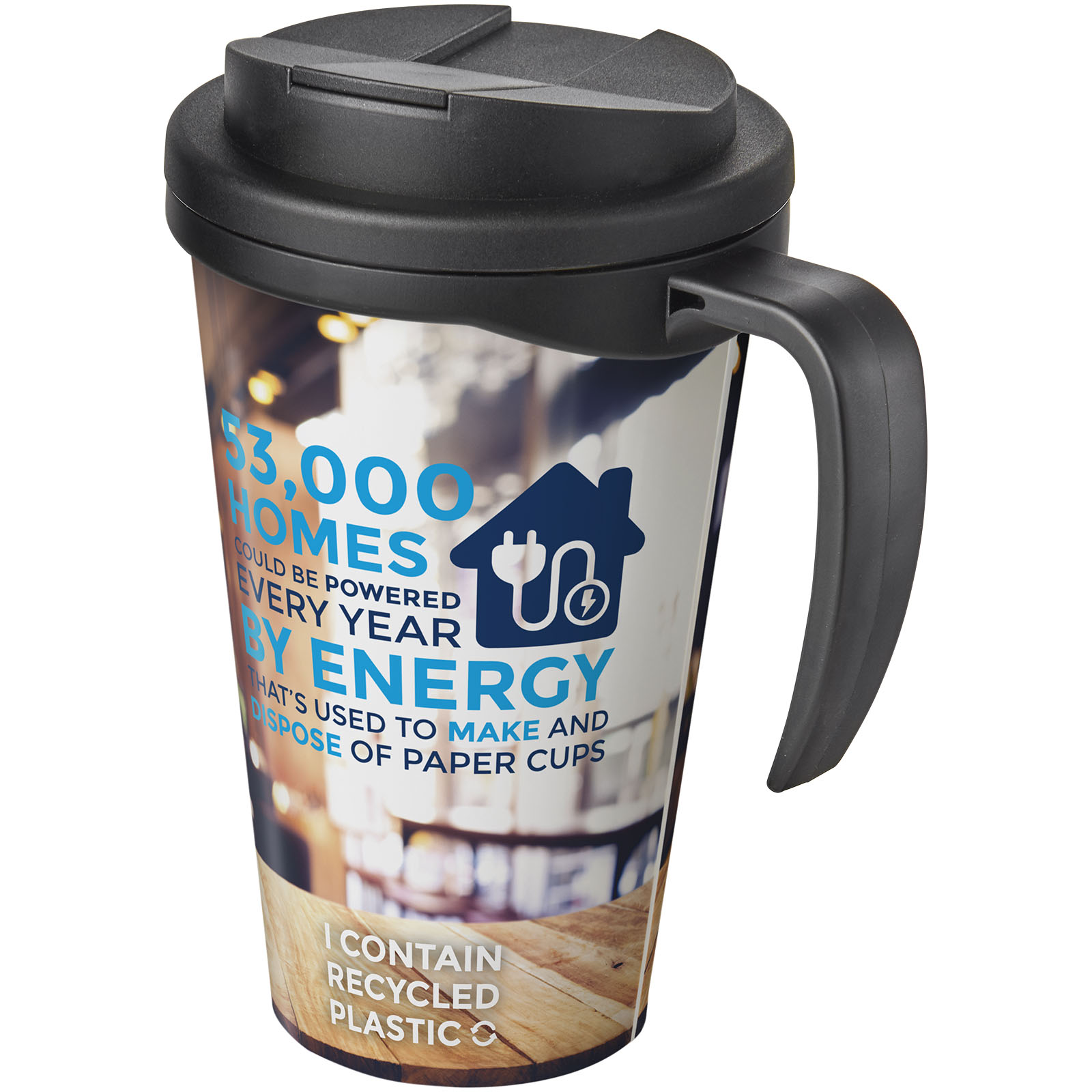 Mugs pour voyager publicitaires - Mug isolant Brite-Americano® Grande 350ml avec couvercle anti fuite - 0