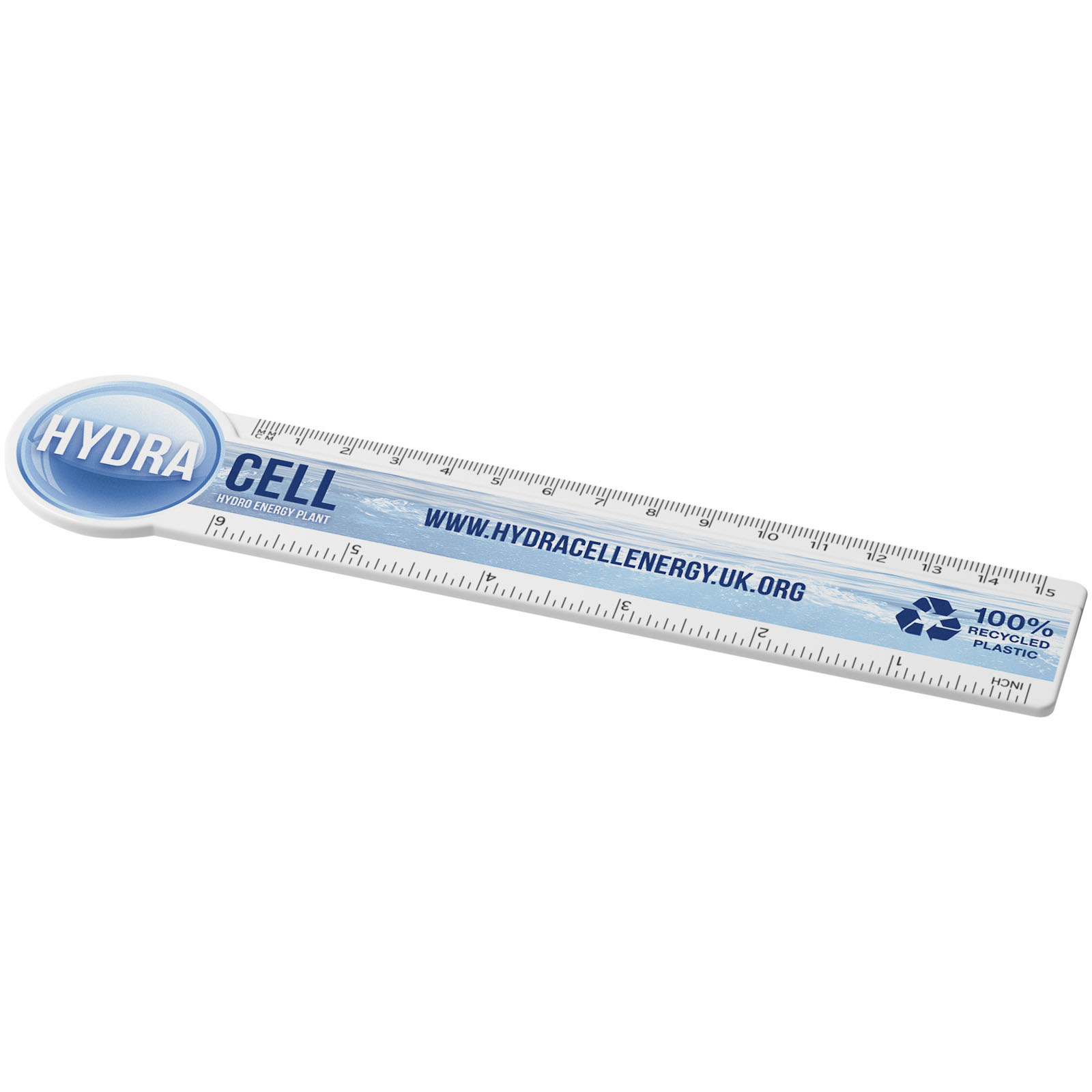 Advertising Desk Accessories - Tait 15 cm circle-shaped recycled plastic ruler 