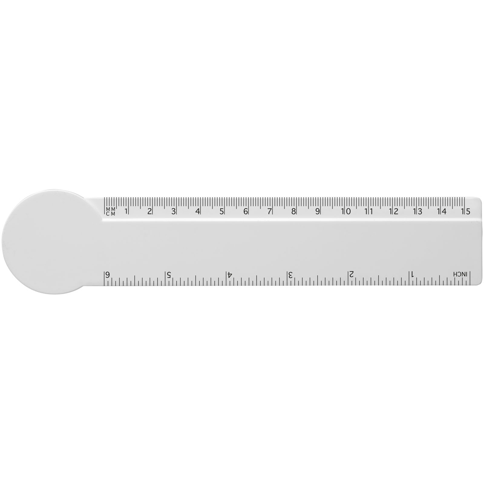 Advertising Desk Accessories - Tait 15 cm circle-shaped recycled plastic ruler  - 1