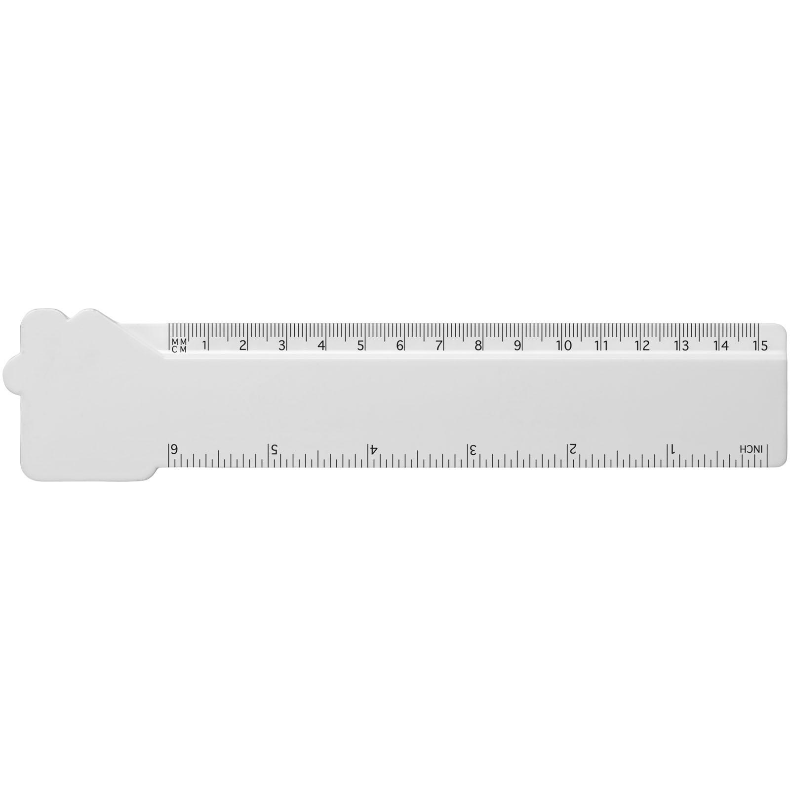 Advertising Desk Accessories - Tait 15 cm house-shaped recycled plastic ruler - 1
