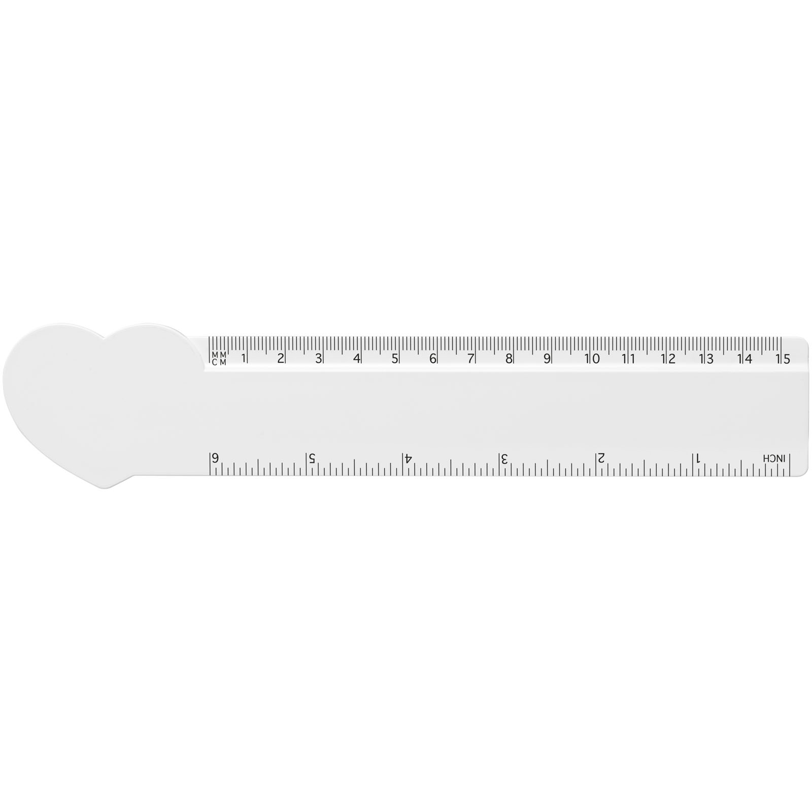 Advertising Desk Accessories - Tait 15 cm heart-shaped recycled plastic ruler - 1