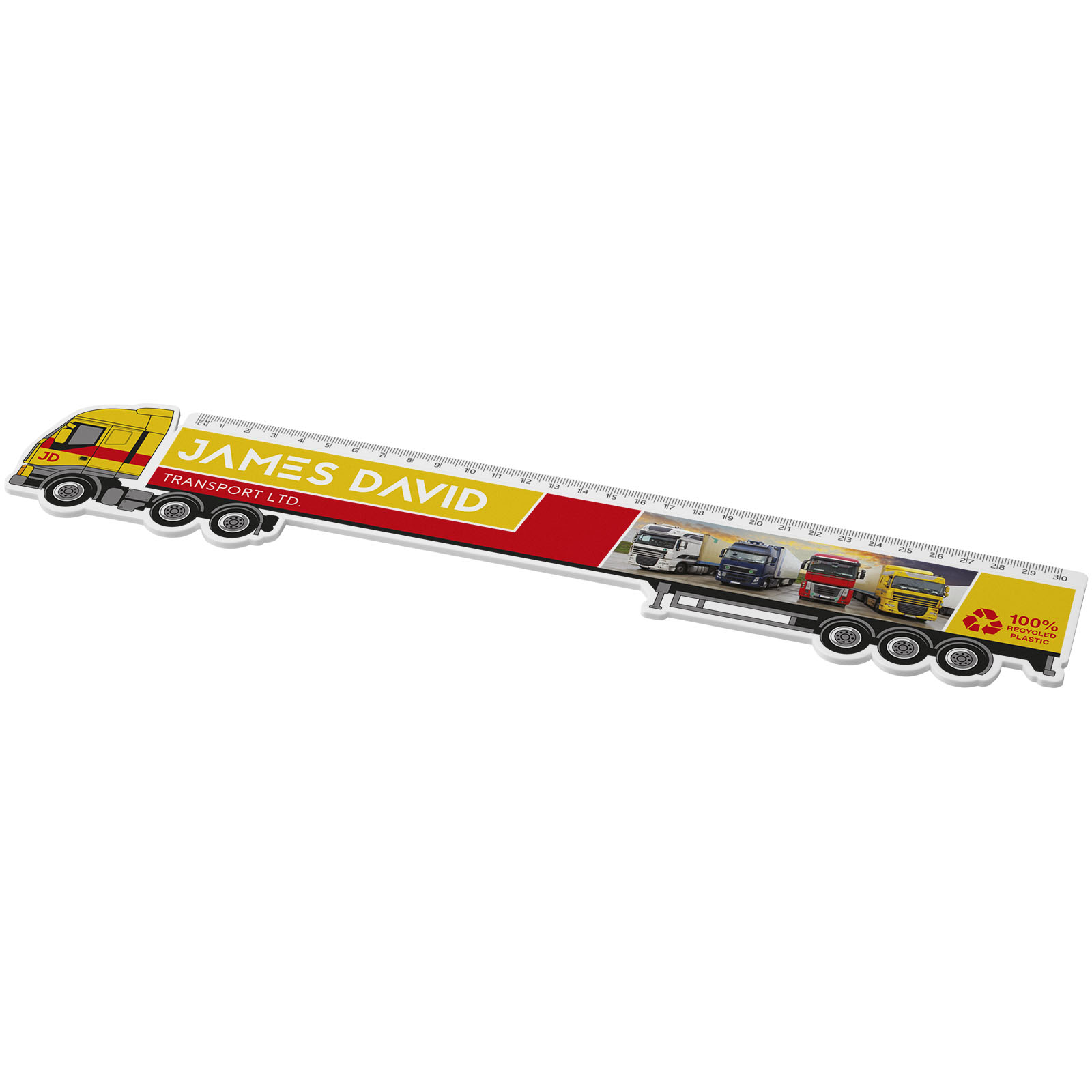 Advertising Desk Accessories - Tait 30cm lorry-shaped recycled plastic ruler - 0