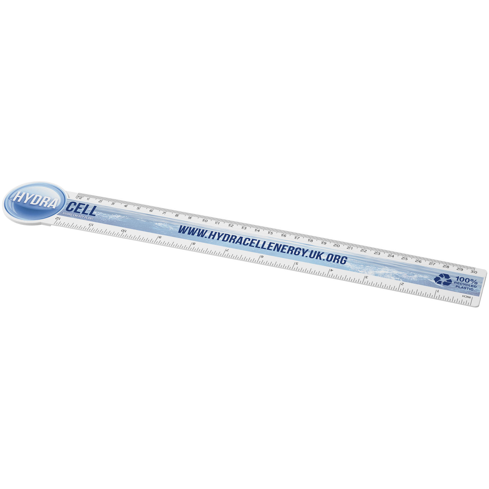 Advertising Desk Accessories - Tait 30cm circle-shaped recycled plastic ruler - 0