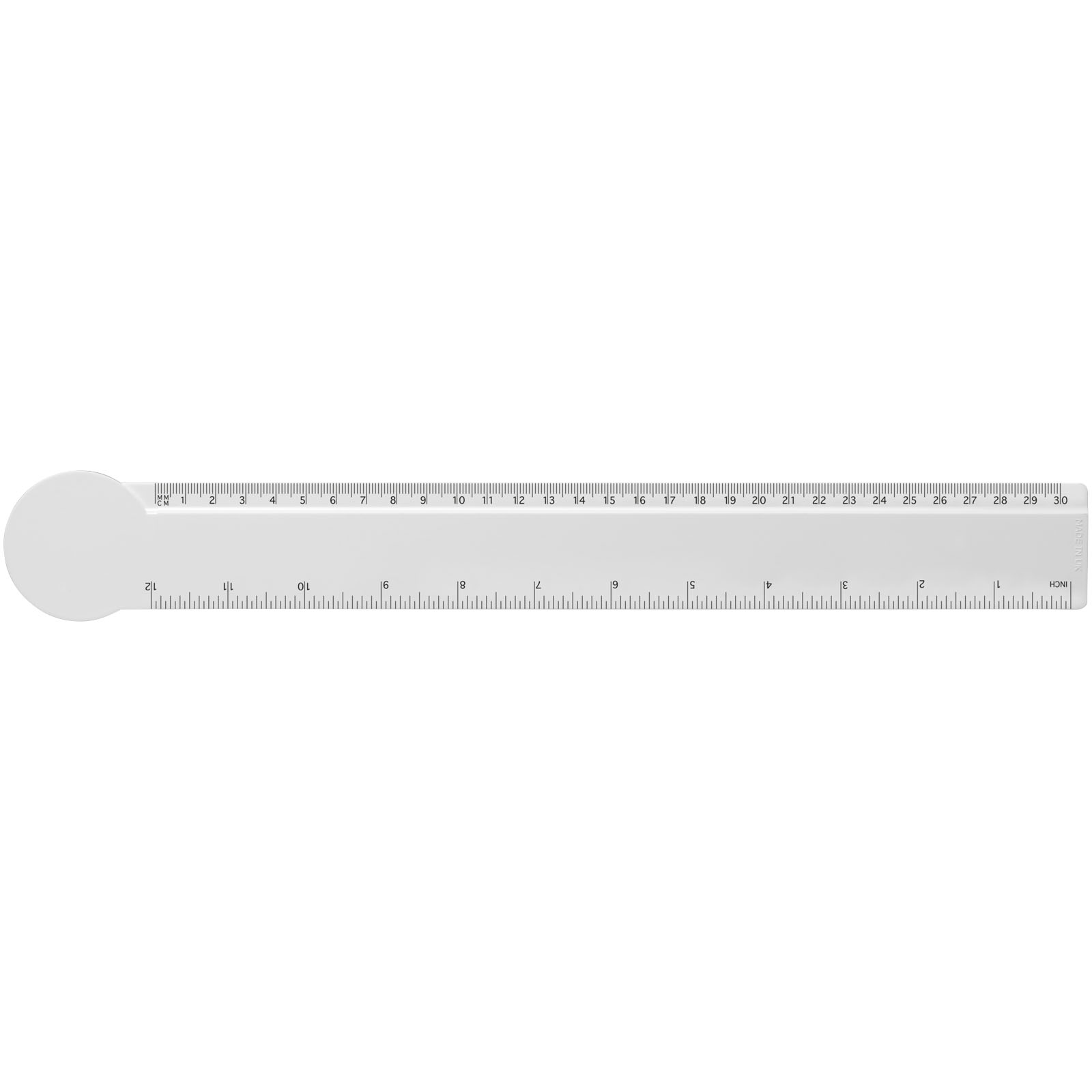 Advertising Desk Accessories - Tait 30cm circle-shaped recycled plastic ruler - 1