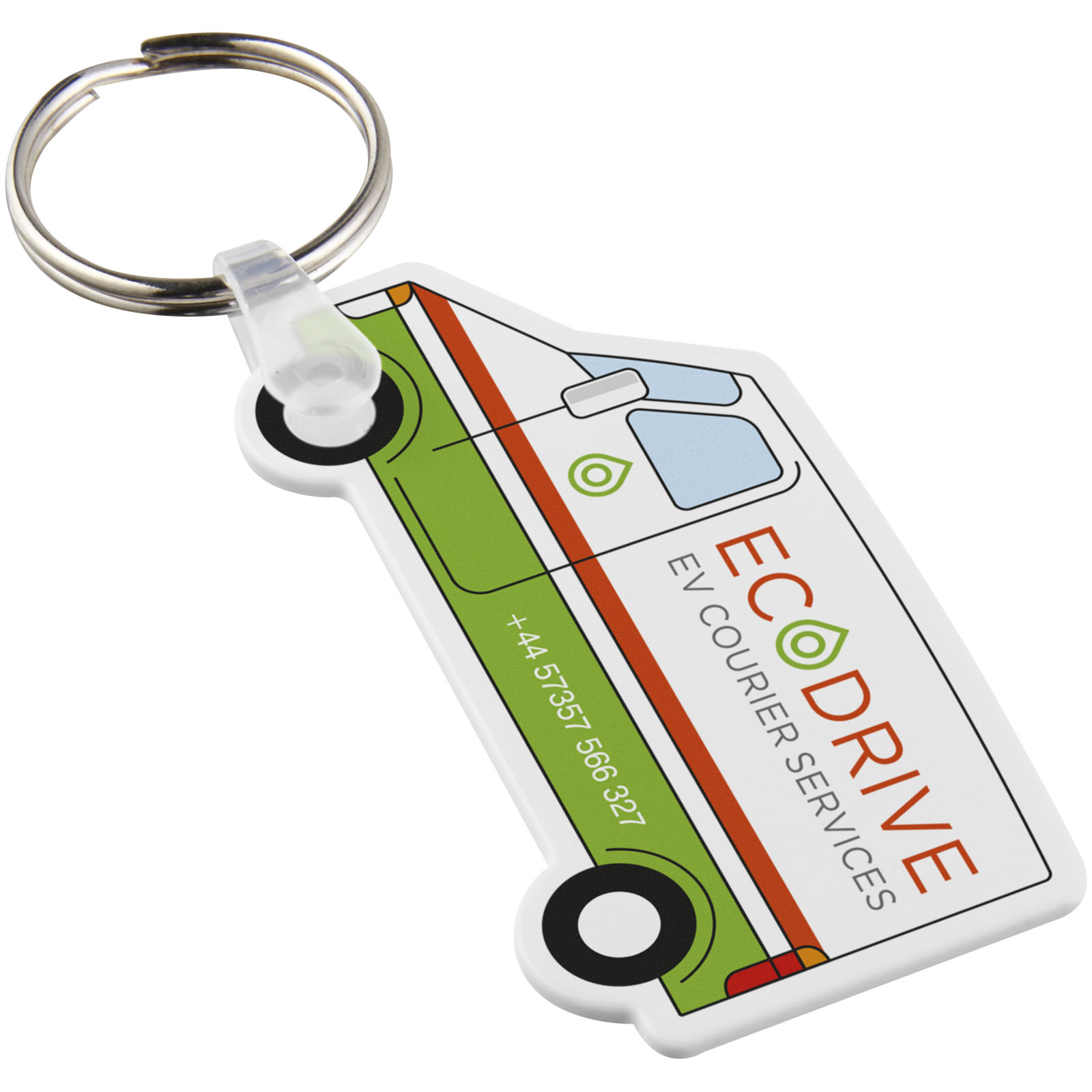 Advertising Keychains & Keyrings - Tait van-shaped recycled keychain