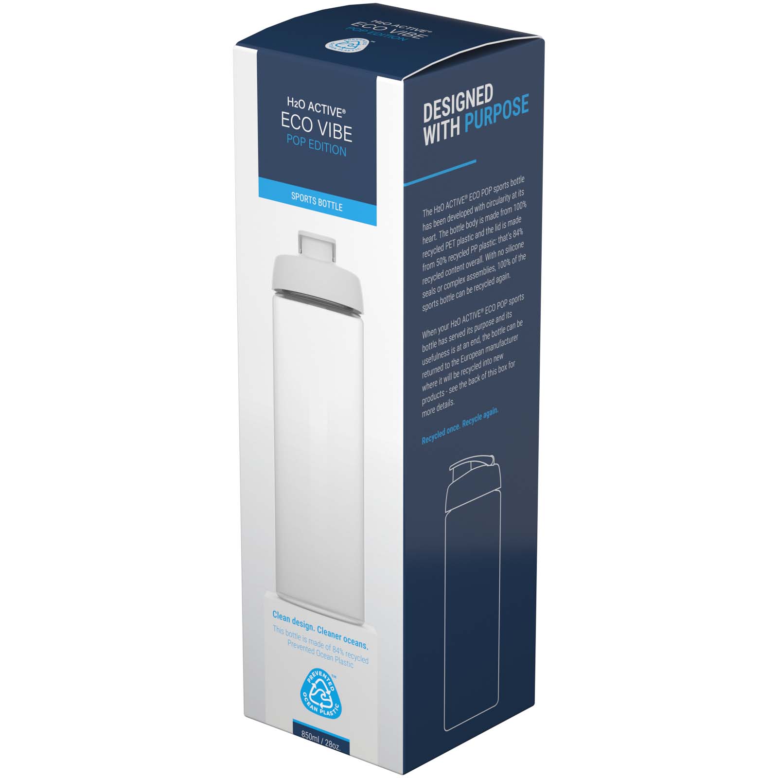 Bouteilles de sport publicitaires - Bouteille de sport H2O Active® Eco POP Vibe de 850 ml avec couvercle à bascule - 1