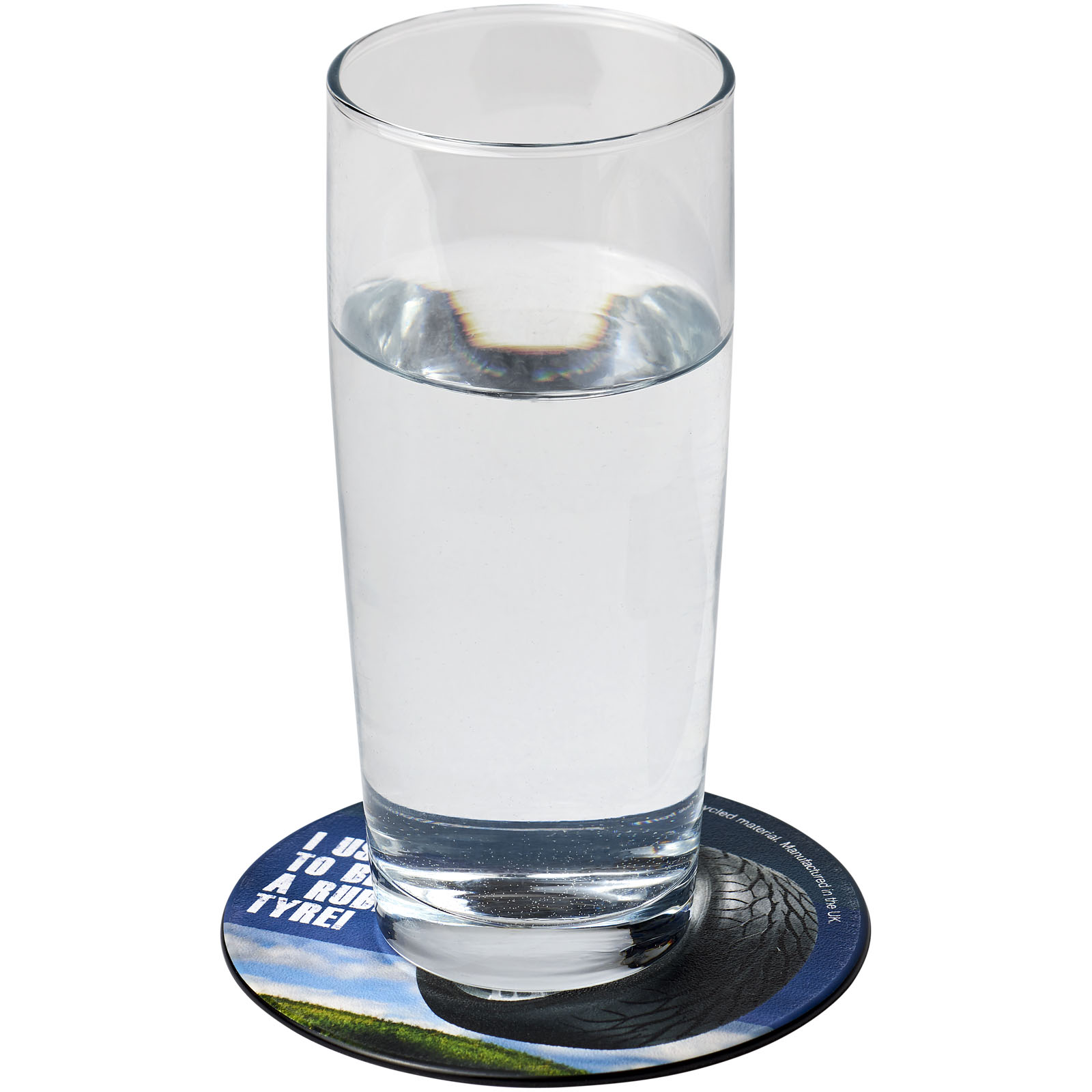 Accessoires pour la maison publicitaires - Sous-verre rond Brite-Mat® en pneu - 0