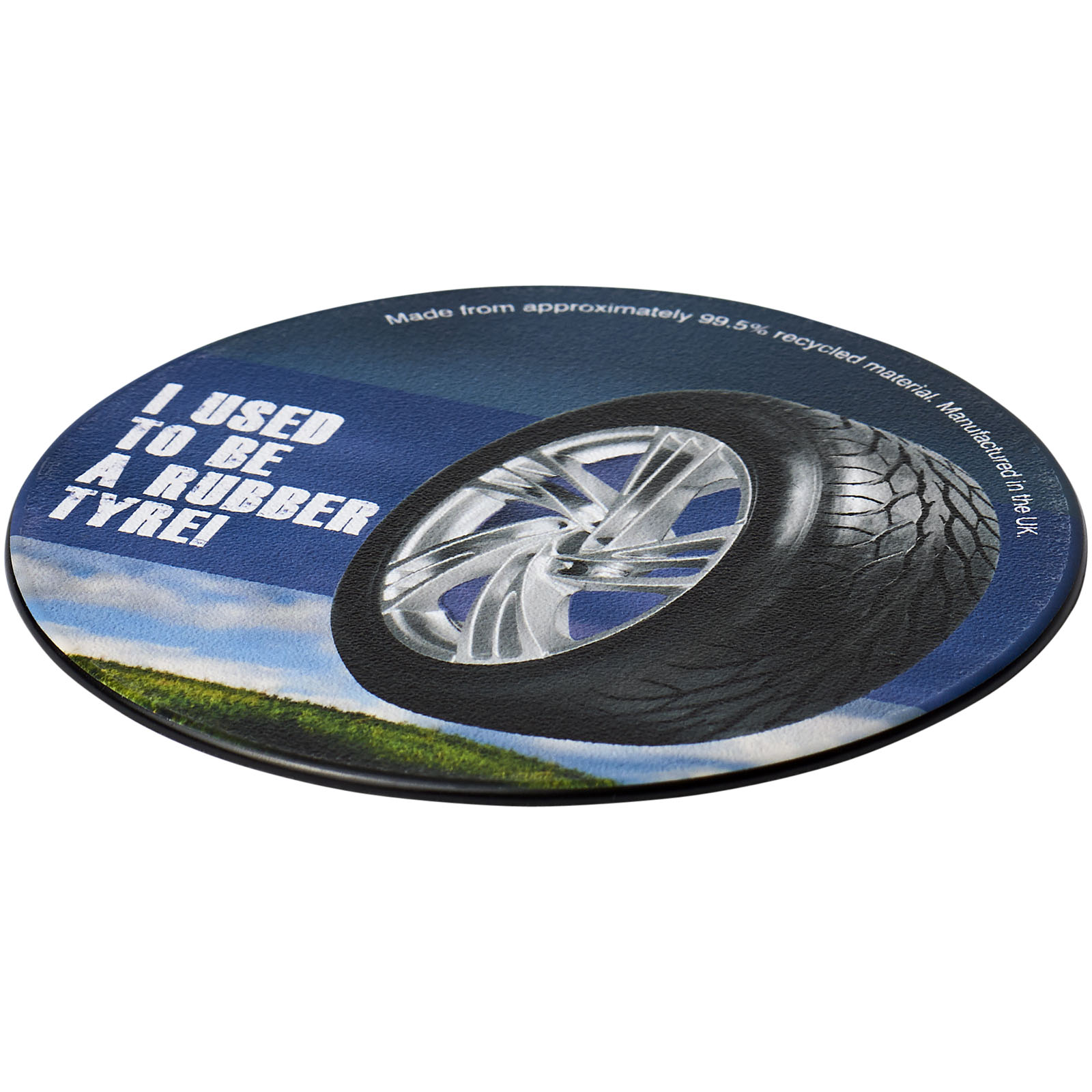 Accessoires pour la maison publicitaires - Sous-verre rond Brite-Mat® en pneu - 3