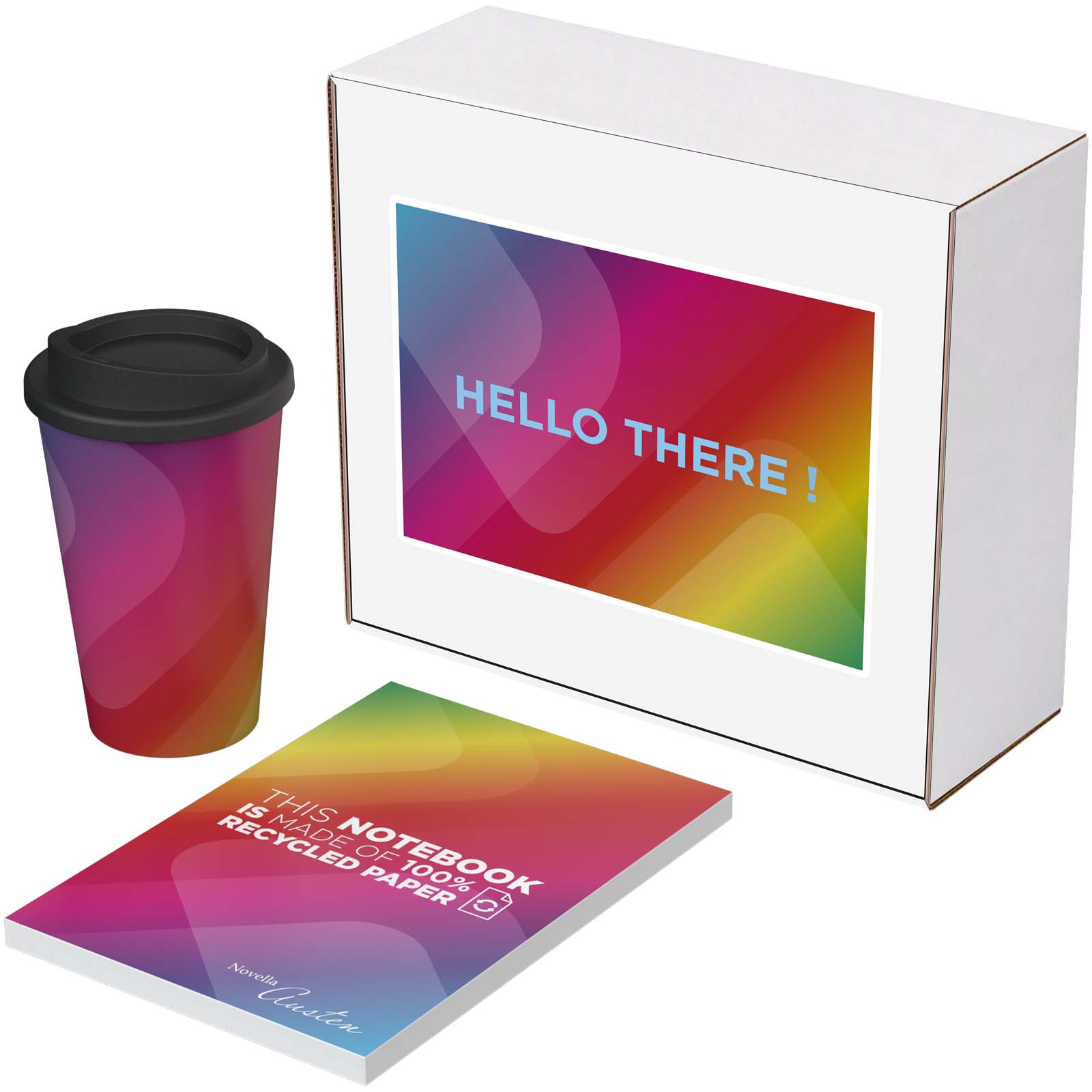 Soft Cover Notebooks - Kendal recycled gift set  – Novella Austen notebook and Americano tumbler