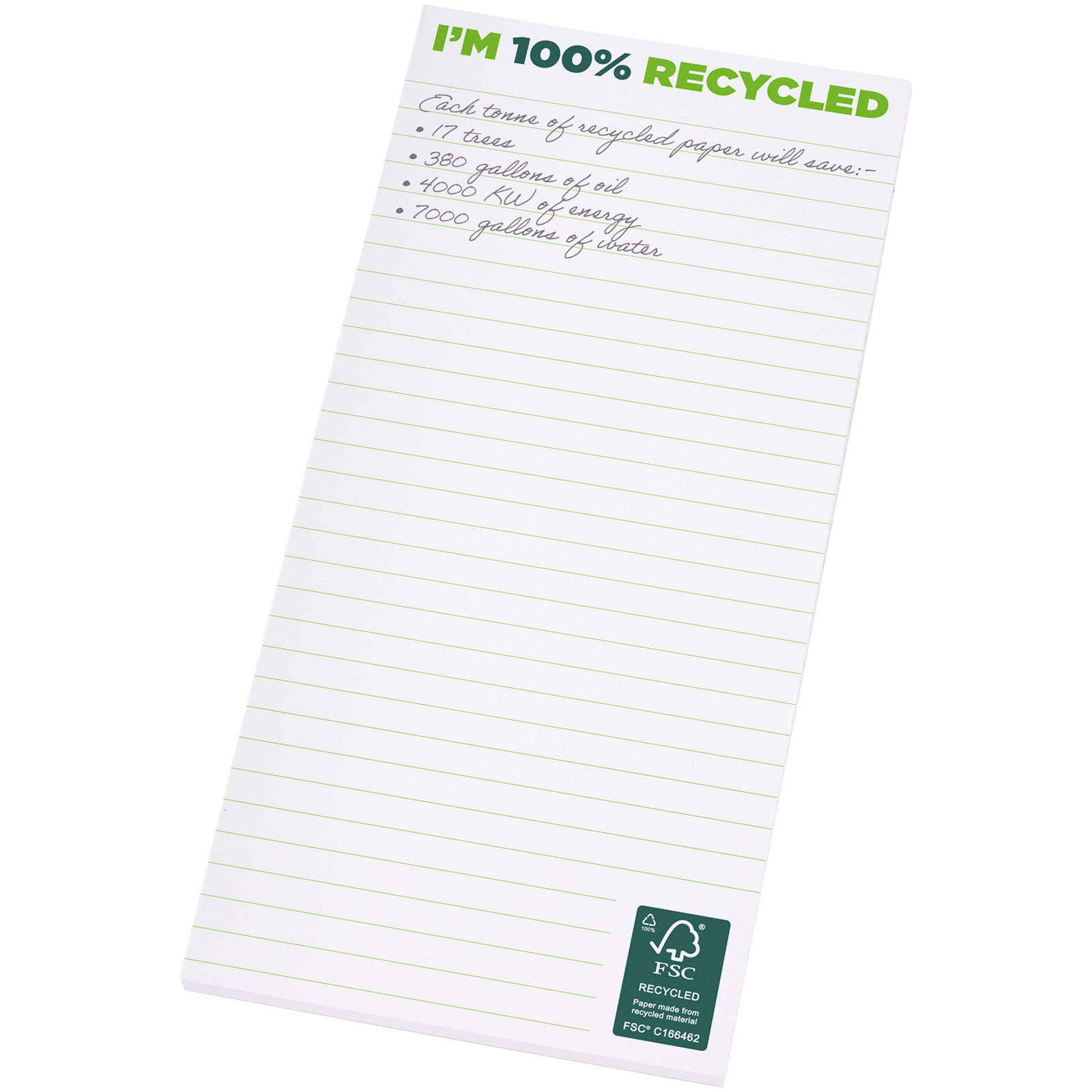 Papeterie personnalisée - Bloc-notes 1/3 A4 recyclé Desk-Mate®