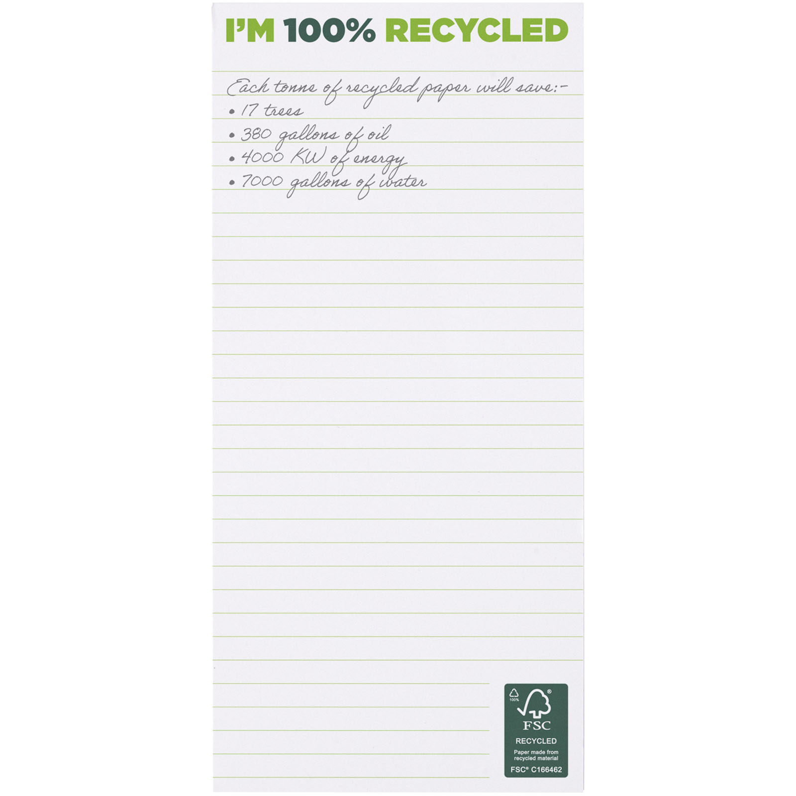 Advertising Notepads - Desk-Mate® 1/3 A4 recycled notepad - 1
