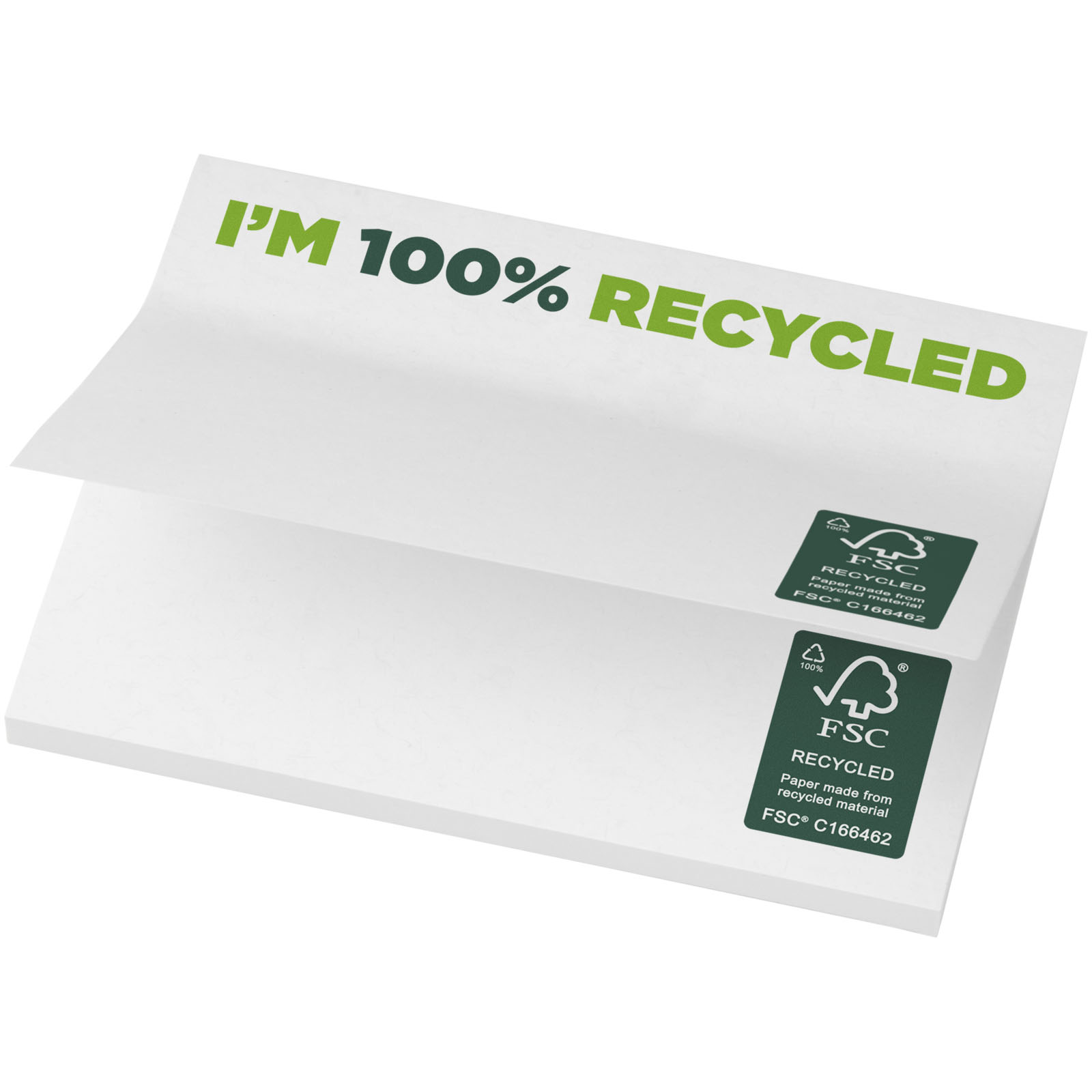 Notes adhésives publicitaires - Mémos autocollants recyclés 100 x 75 mm Sticky-Mate® - 0