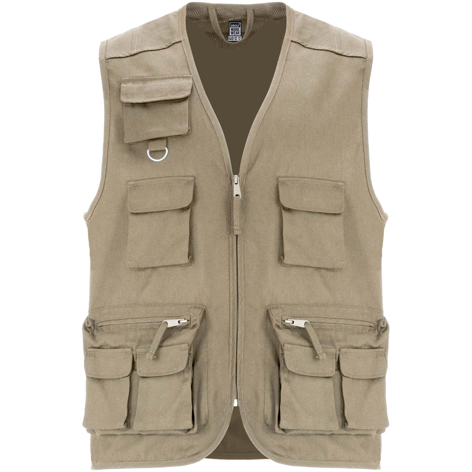 Vêtements de travail publicitaires - Gilet de travail multi-poches à col en V Venera de 200 g/m2 